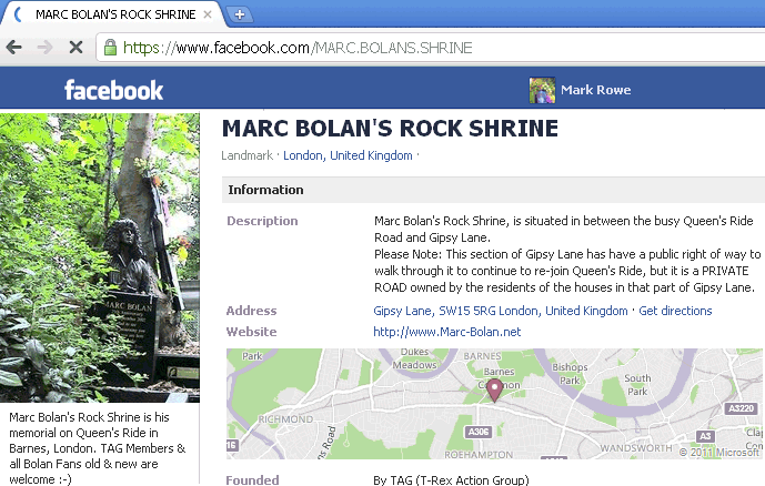 CLICK HERE O GO TO MARC BOLAN'S ROCK SHRINE ON FACE BOOK